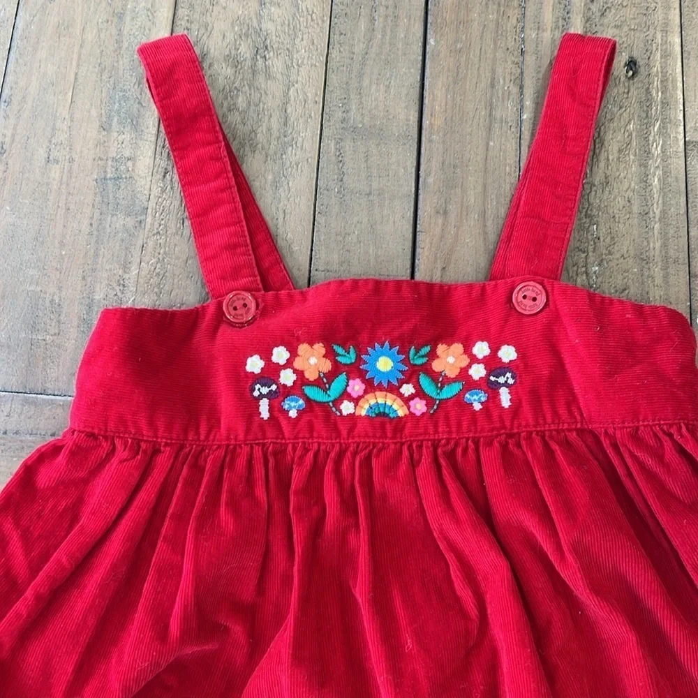 Little bird corduroy floral rainbow embroidered jumper dress